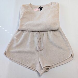 NWT Victoria's Secret XL Teddy Bear Fleece Crewneck 2 Piece Loungewear PJ Set